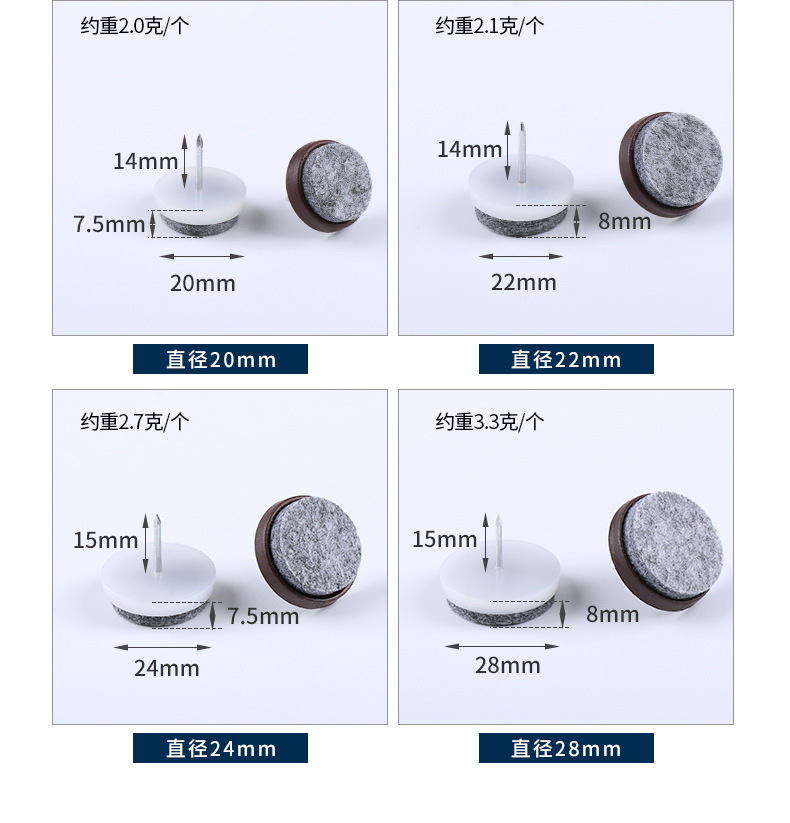 塑料毛毡脚钉 家具沙发桌椅防刮防潮地脚钉橱柜地板 厂家爆款批发详情12