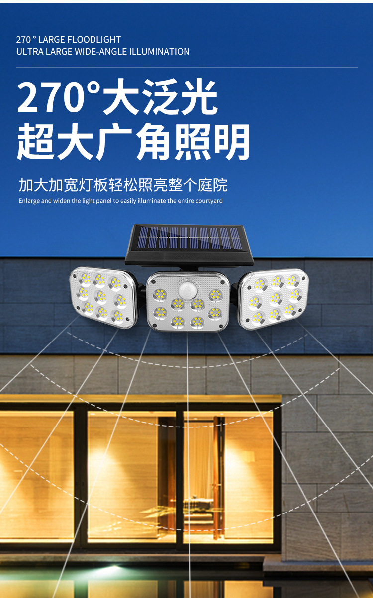 Cross-border new solar lamp 122LED human body sensing garden lamp ultra-bright waterproof lighting street lamp pic 4