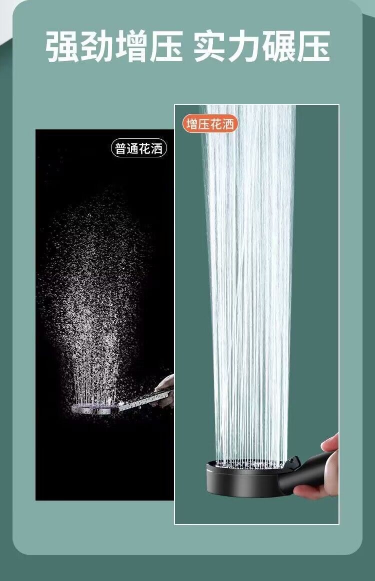 Black five-speed integrated shower head, pressurized water outlet, pressurized showerhead, single-head handheld showerhead, Black Warrior pic 9