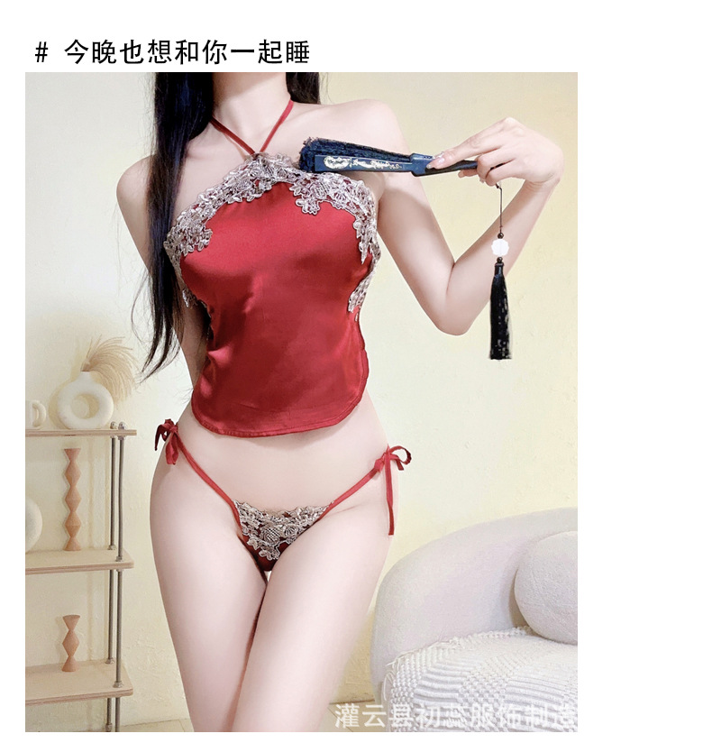 初蕊尔情趣内衣性感复国潮风古肚兜大码绑带睡衣女蕾丝制服诱惑激详情10