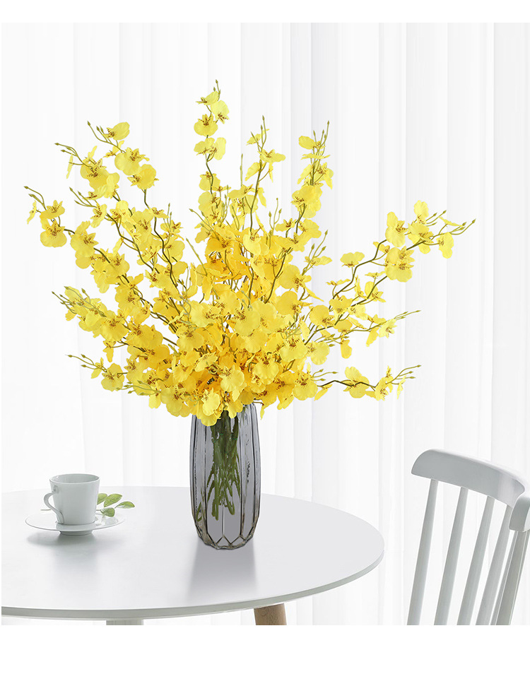 Dancing Orchid, single artificial flower, Phalaenopsis, European-style home decoration, Oncidium, cross-border flower bouquet, 5-fork simulated dancing orchid pic 18