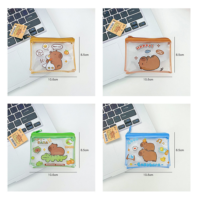 卡皮巴拉零钱包可爱PVC透明零钱袋卡通学生便携收纳袋水豚口红包详情4