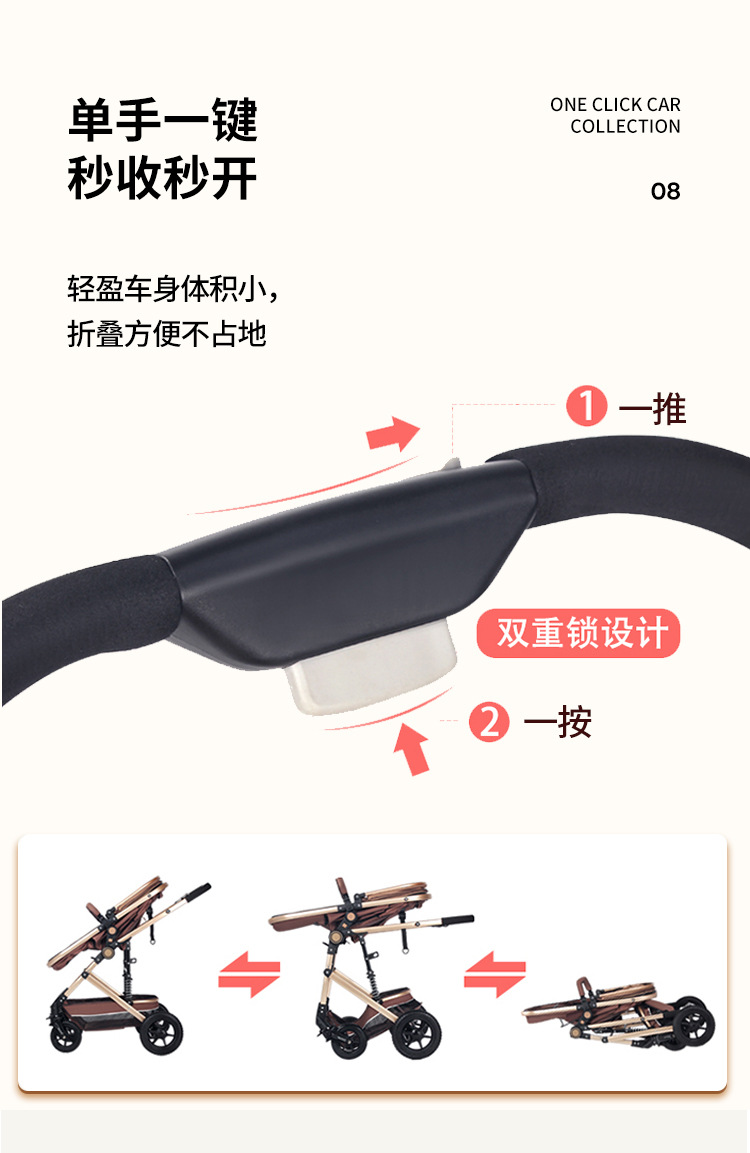 轻便双向婴儿推车婴儿车可坐可躺儿童童车婴儿推车遛娃神器小推车详情11
