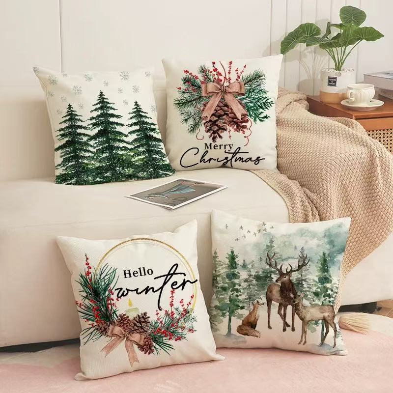 Cross-border bestseller Christmas tree print pillowcase, Christmas snowflake decorative pillowcase, new living room home pillowcase pic 17