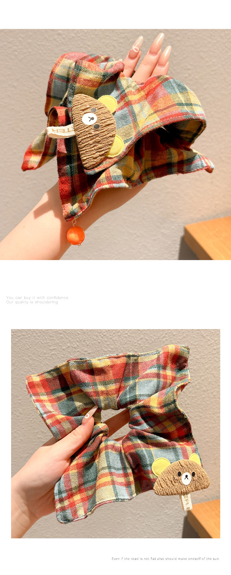 复古风彩色条纹大肠发圈女高弹力耐用头绳高级感发饰扎头发方巾饰品发饰头饰详情5