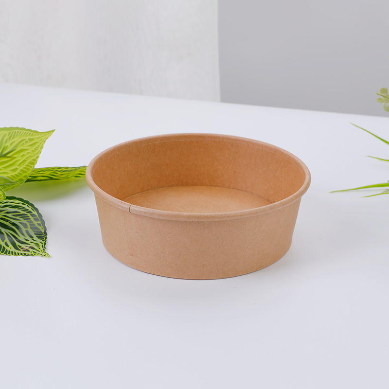 Thickened kraft paper bowl, disposable takeout fruit packaging box, round soup bowl, salad bowl, light food lunch box, takeout box pic 24