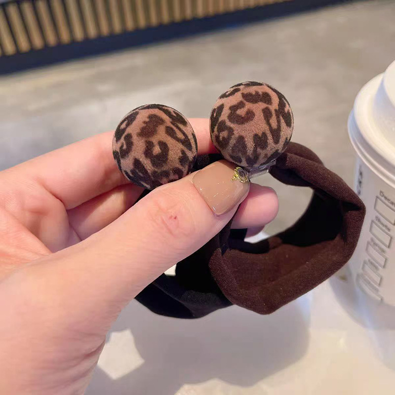 豹纹球球毛巾圈秋冬新款植绒发圈女百搭气质低马尾扎头绳发绳发饰详情8