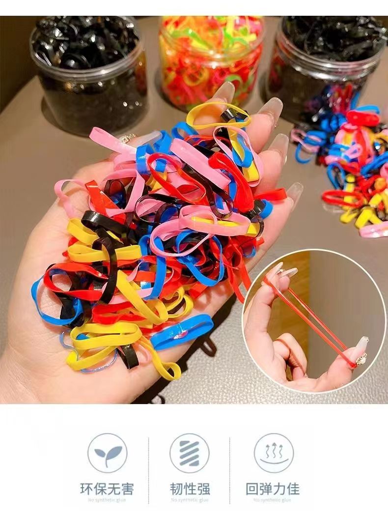 The small rubber band is highly elastic and durable. It is a disposable rubber band for children and little girls to tie their hair. It is also a black small rubber band hair band pic 5