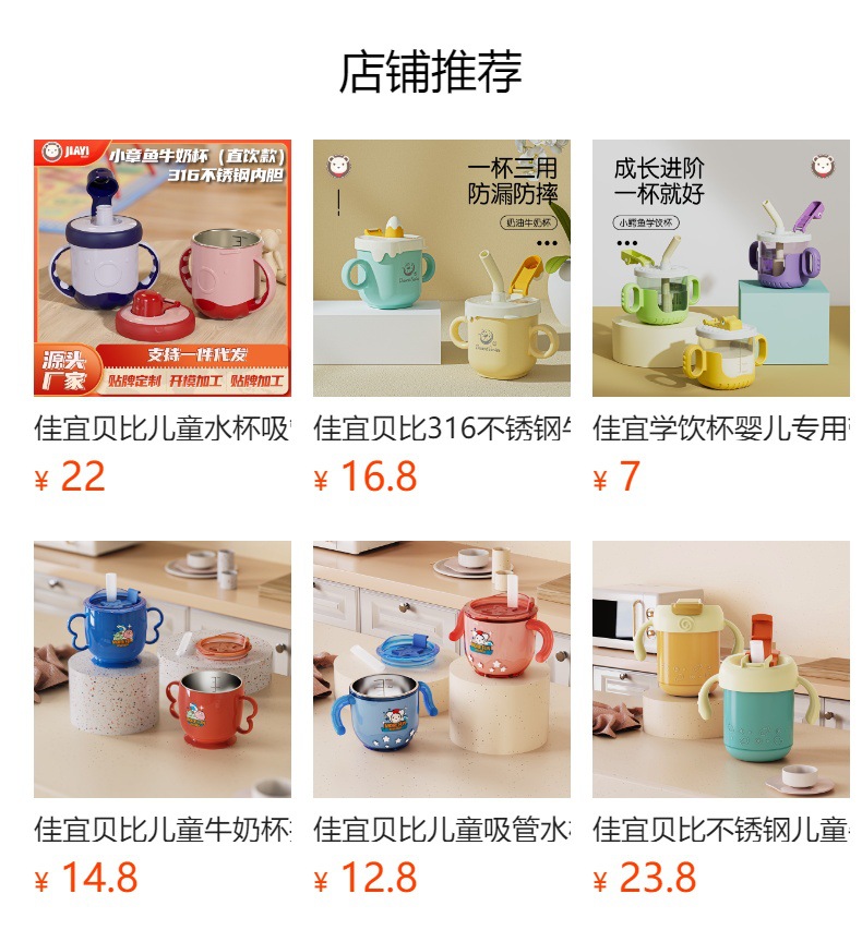 马卡龙儿童保温杯316食品级不锈钢水杯便携吸管弹跳杯防摔牛奶杯详情1