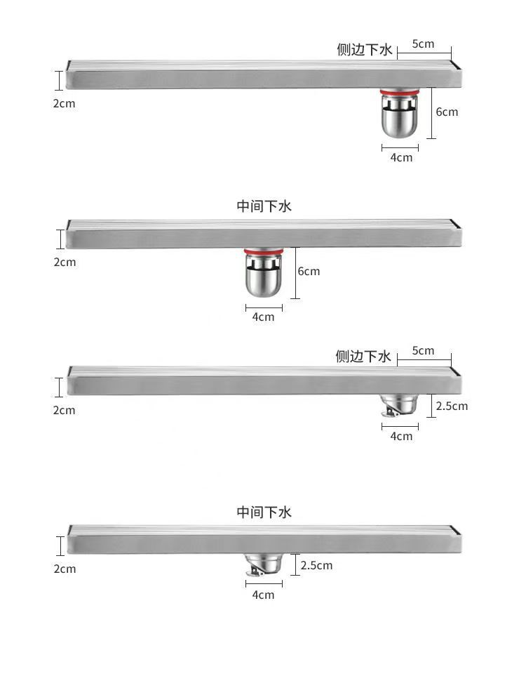 长条地漏 304不锈钢防臭浴室淋浴房阳台卫生间加长大排量竹排地漏详情12