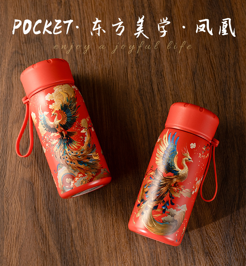 凤凰水杯不锈钢国潮智能保温杯真空温显杯商务办公礼品杯批发详情9