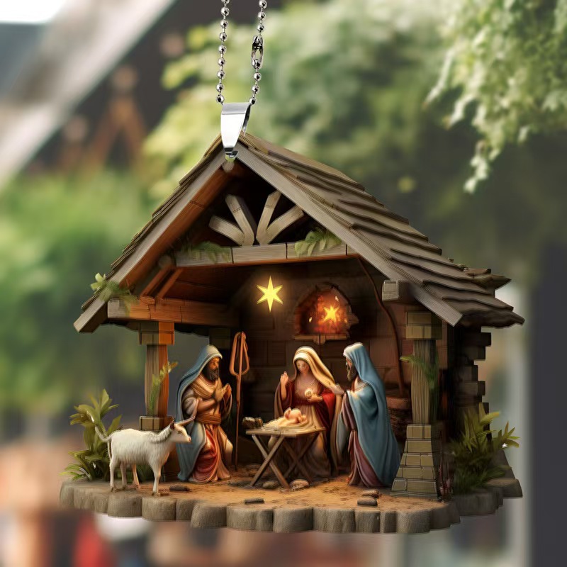 Christmas cross-border best-selling gifts: Acrylic decorative pendants, car interior rearview mirrors, home hanging items, Jesus pic 13