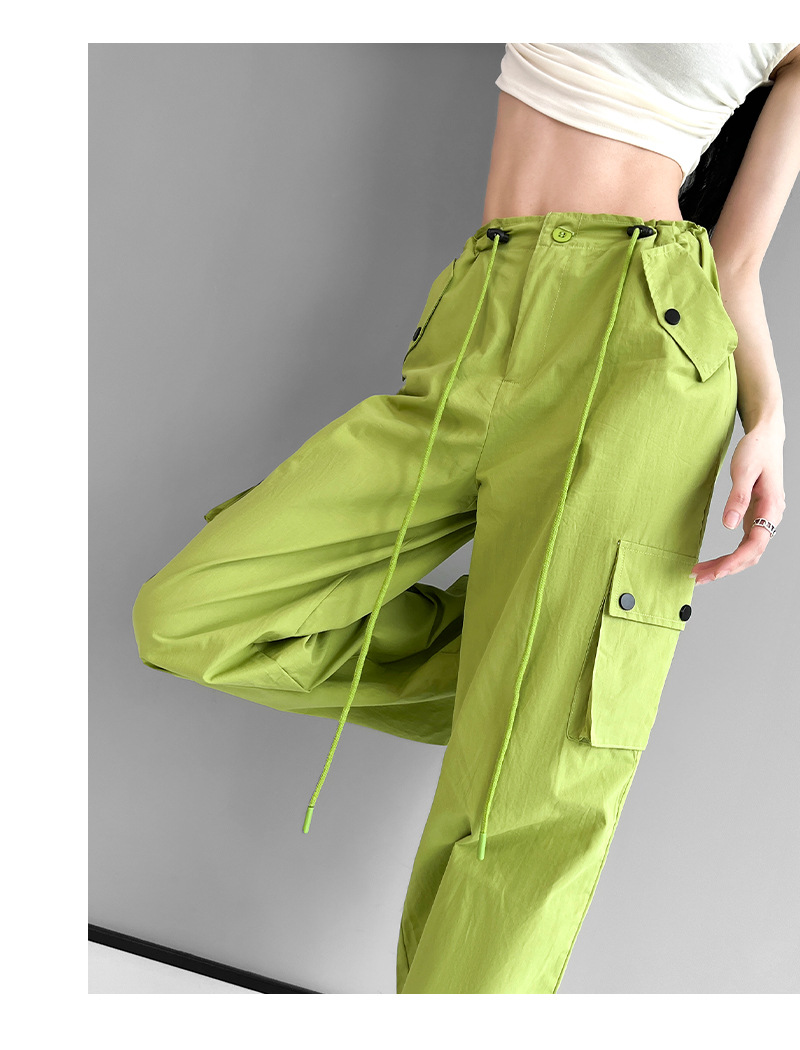 美式复古粉色高腰直筒工装裤女2023夏季辣妹新款休闲高街薄款裤子详情19