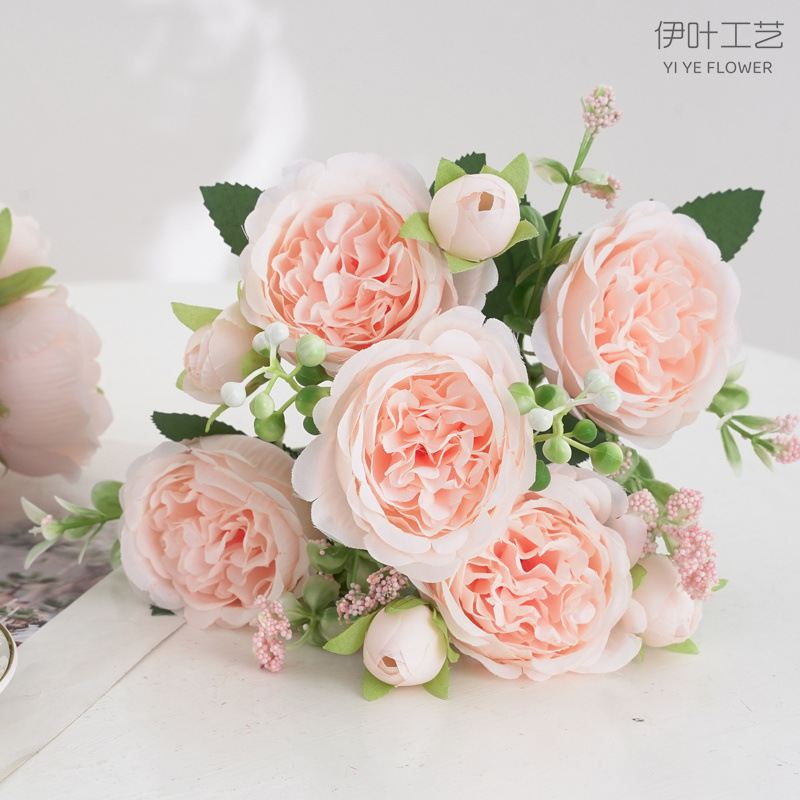9色 仿真花春色牡丹 芍药玫瑰花家居摆件婚庆手捧花路引桌面装饰详情8
