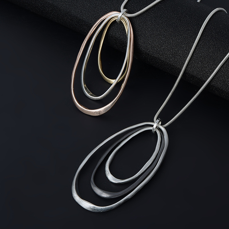 跨境饰品亚马逊爆款热销欧美复古长款项链几何吊坠女士金属毛衣链详情9