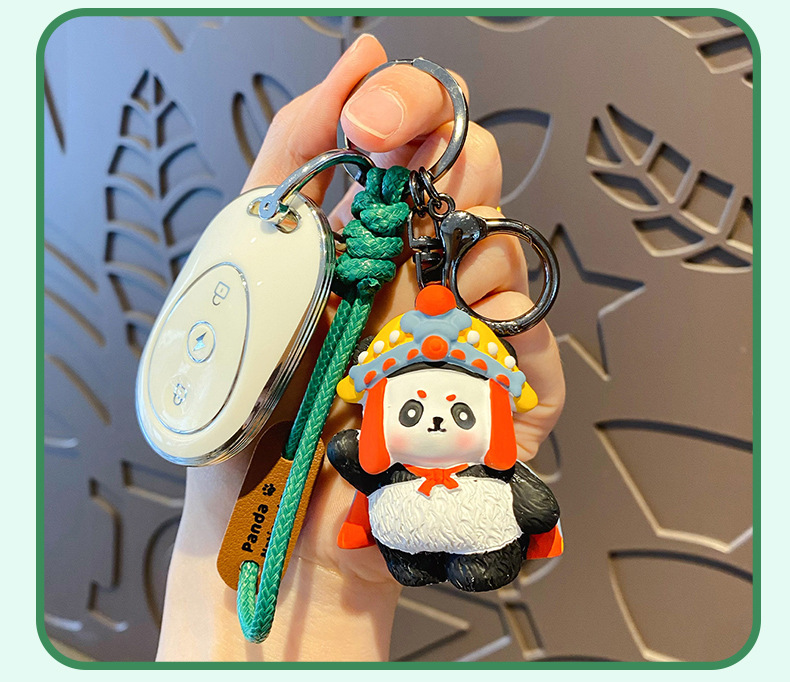 百茂原创四川风熊猫系列钥匙扣女可爱树脂公仔玩偶钥匙链书包挂件详情16