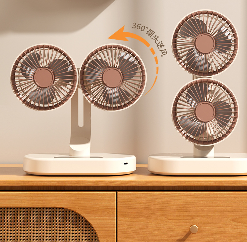 Cross-border new dual-head charging oscillating fan, office small dormitory desktop student usb mini electric fan M141 pic 10