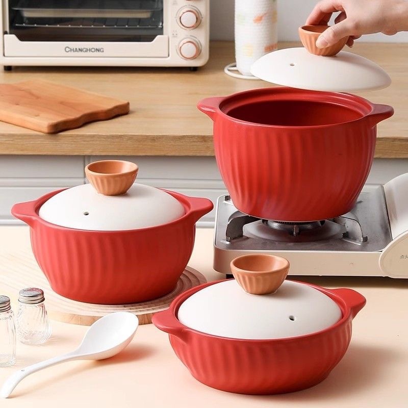 2025 New type of clay pot household gas open flame stew pot ceramic high-temperature resistant dry-burning without cracking 煲仔饭 soup pot for making soup pic 2