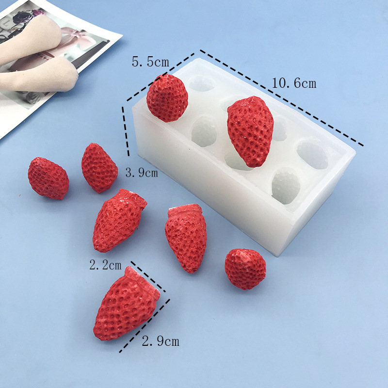 12-piece strawberry silicone mold ice cream chocolate resin hand-drip glue strawberry scented candle silicone mold pic 4