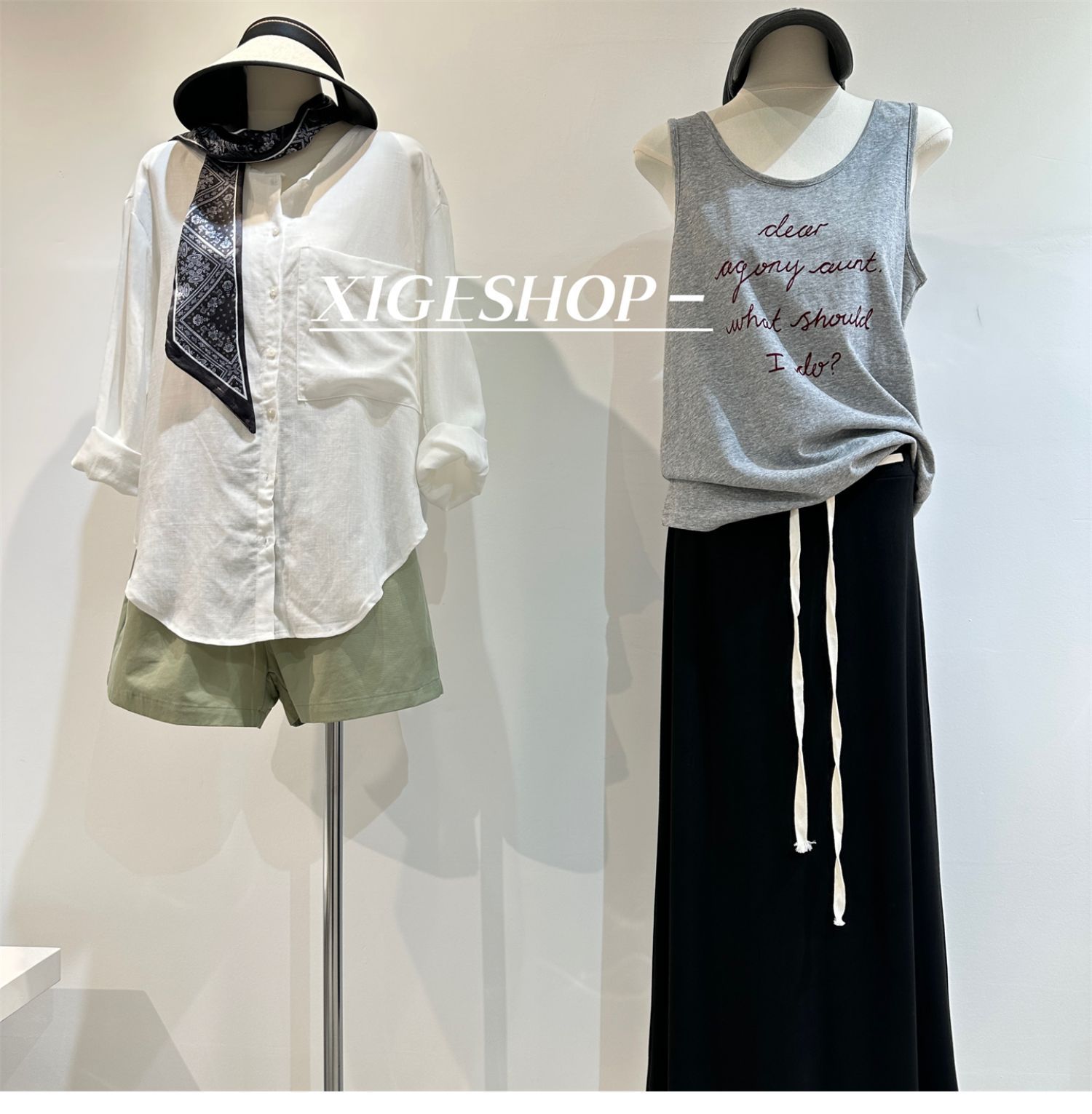 The contrasting color waist drawstring skirt is A high-waisted, slimming dress with a split mid-length, casual and versatile A-line skirt for women in summer pic 28