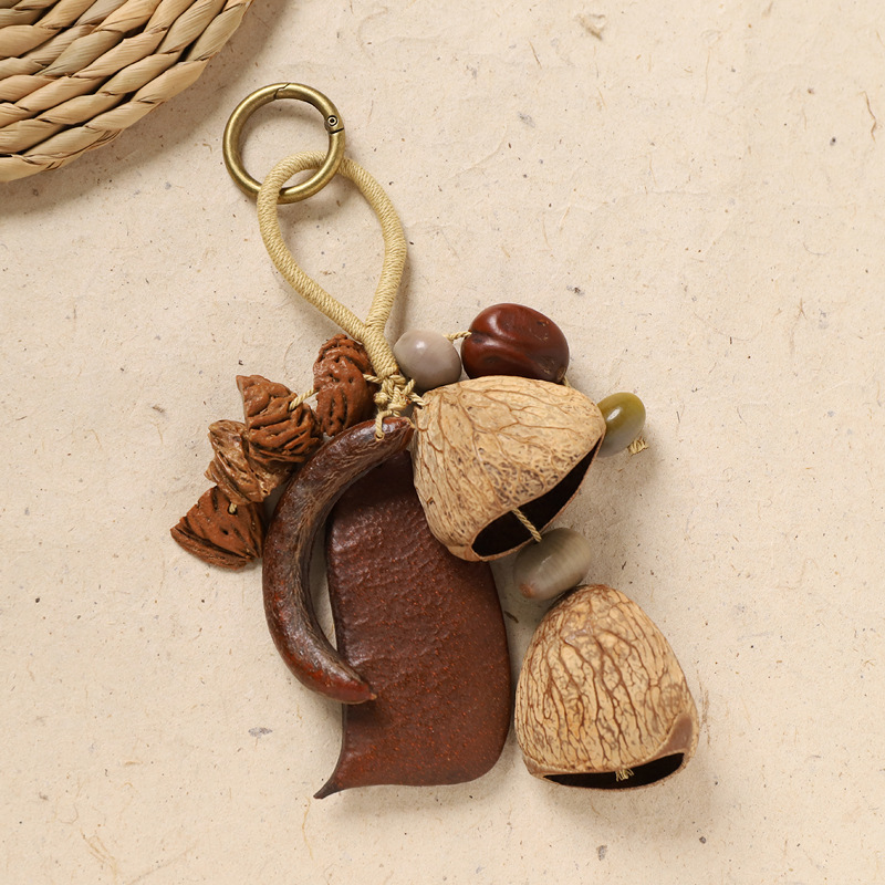 Best-selling natural healing fruit shell bell pendant, string, fruit shell hand-cranked stress-relieving sound therapy bag, wind chime, personalized pendant pic 12