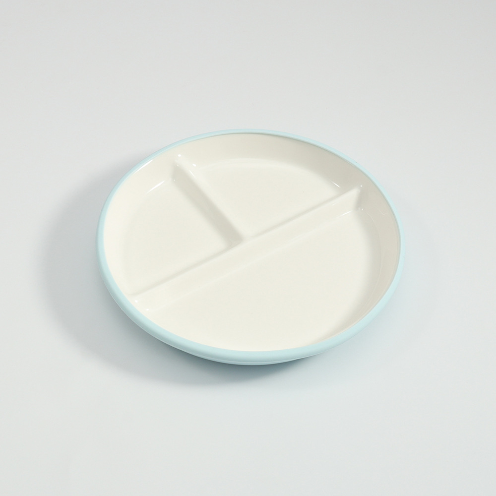 跨境硅胶包陶瓷分格盘分隔盘儿童辅食餐具三格餐盘食堂分餐盘饭盘详情8