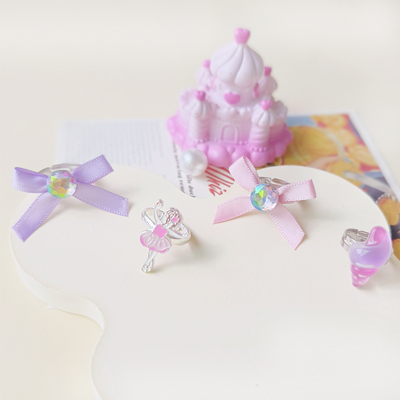 【可以】新品可爱公主宝石戒指女童可调节戒指玩具儿童戒指套装详情7