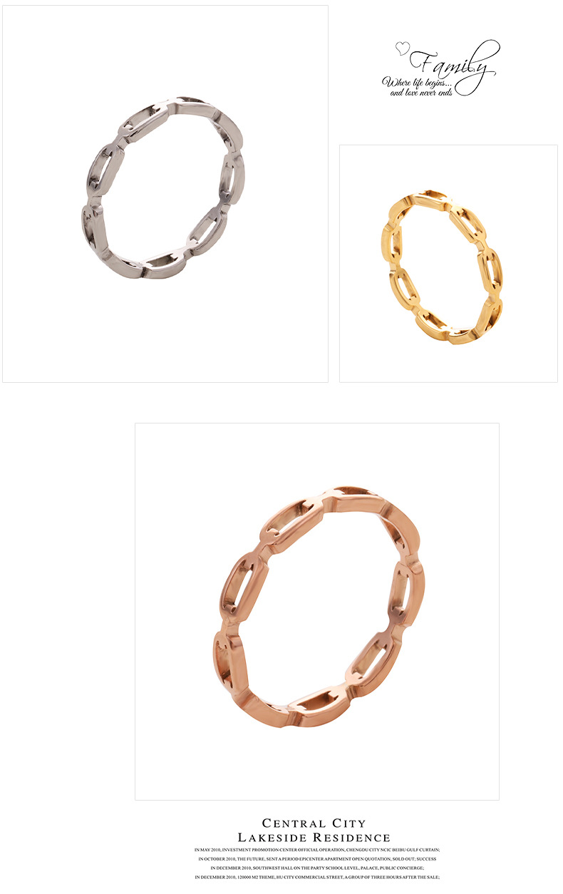 跨境 不锈钢情侣戒指 时尚个性镂空链条设计玫瑰金色钛钢饰品女详情14