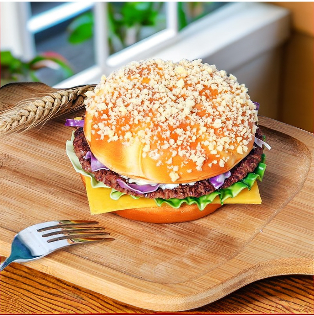 Beef hamburger model, home decoration, film and television props, window display, high-quality and low-priced food, frozen Western pastries pic 4
