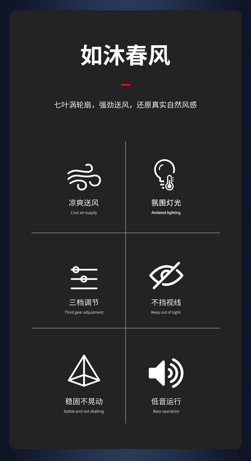 USB车载电风扇静音汽车内用夹子式货车降温快炫彩灯迷你车载风扇详情2
