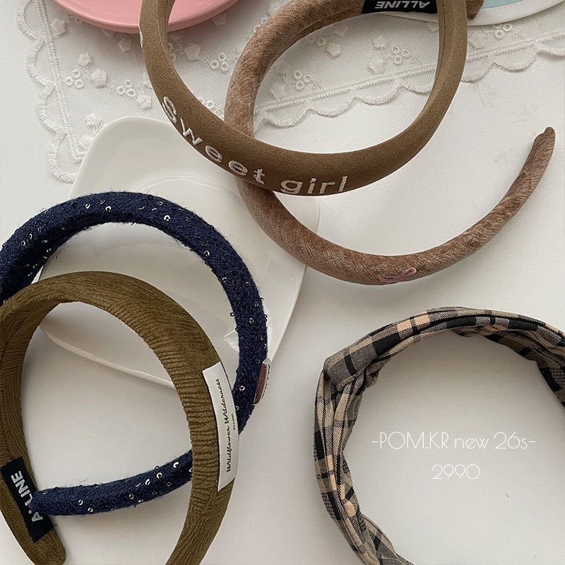 Korean satin style high head headband for women, simple letter style, versatile for autumn and winter, sweet hair accessory for girls, headwear pic 4