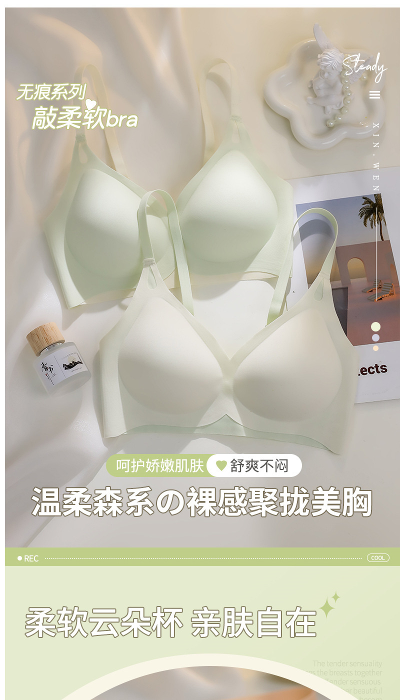 云朵无痕内衣女小胸上托聚拢透气防下垂无钢圈一片式薄款美背文胸详情1