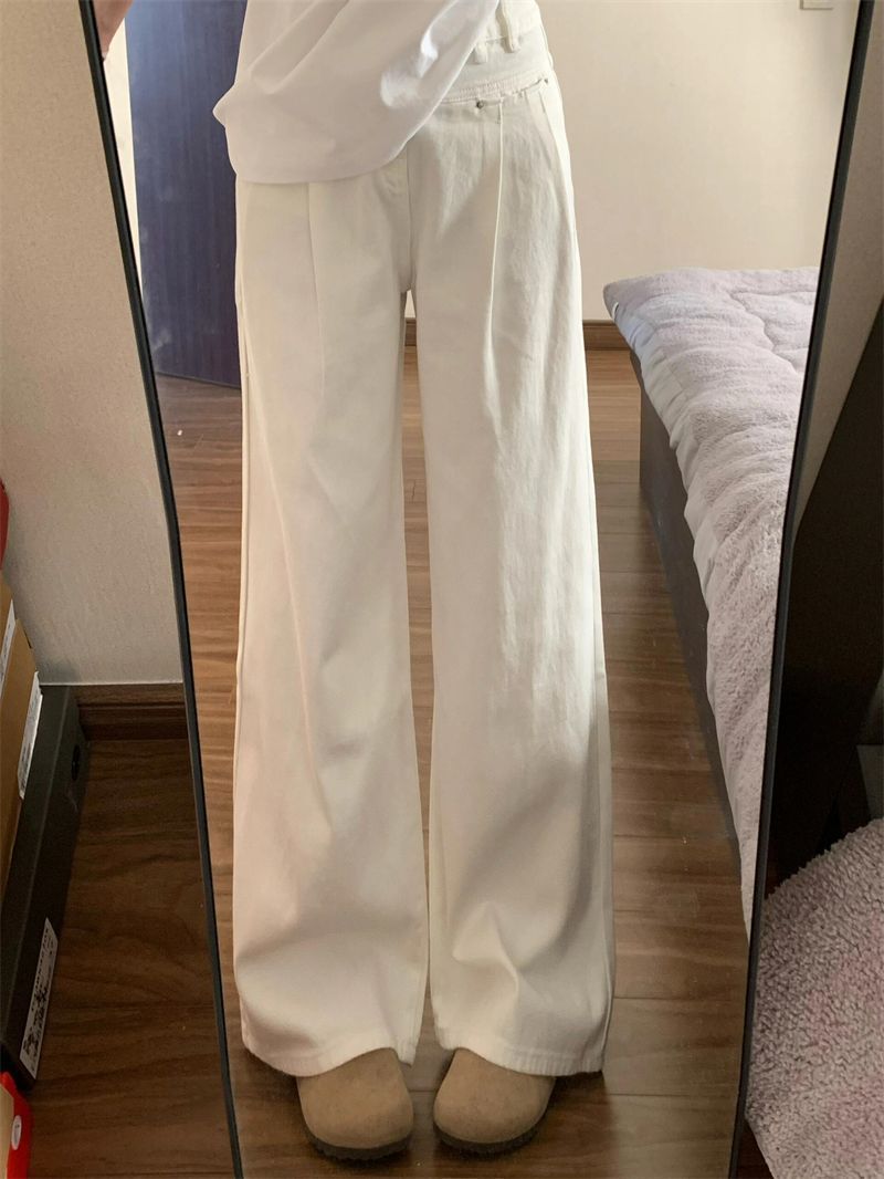 High-waisted jeans 2025 Spring/Autumn new style slimming loose pleated wide-leg straight leg casual drape floor-length pants pic 9