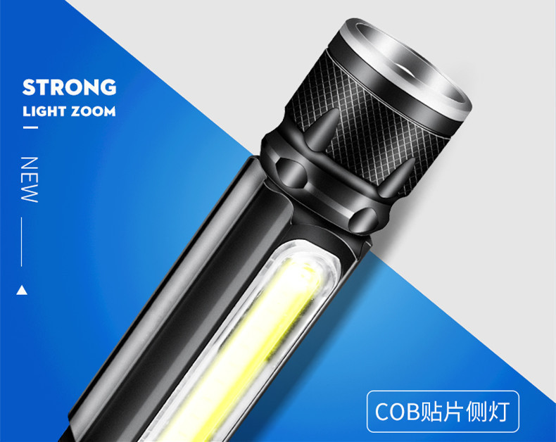 T6 multi-functional magnetic car repair work light, powerful flashlight, outdoor lighting, charging, zoom, LED small flashlight pic 5