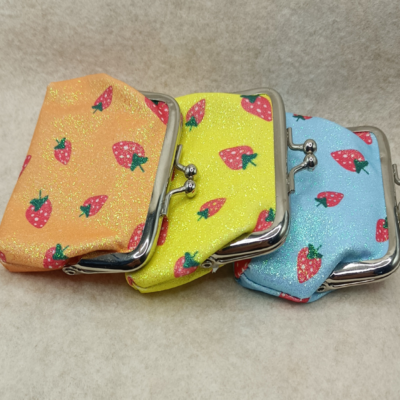 新款 3寸格利特金粉 印花草莓零钱包硬币包 手拿短款口红收纳包详情8