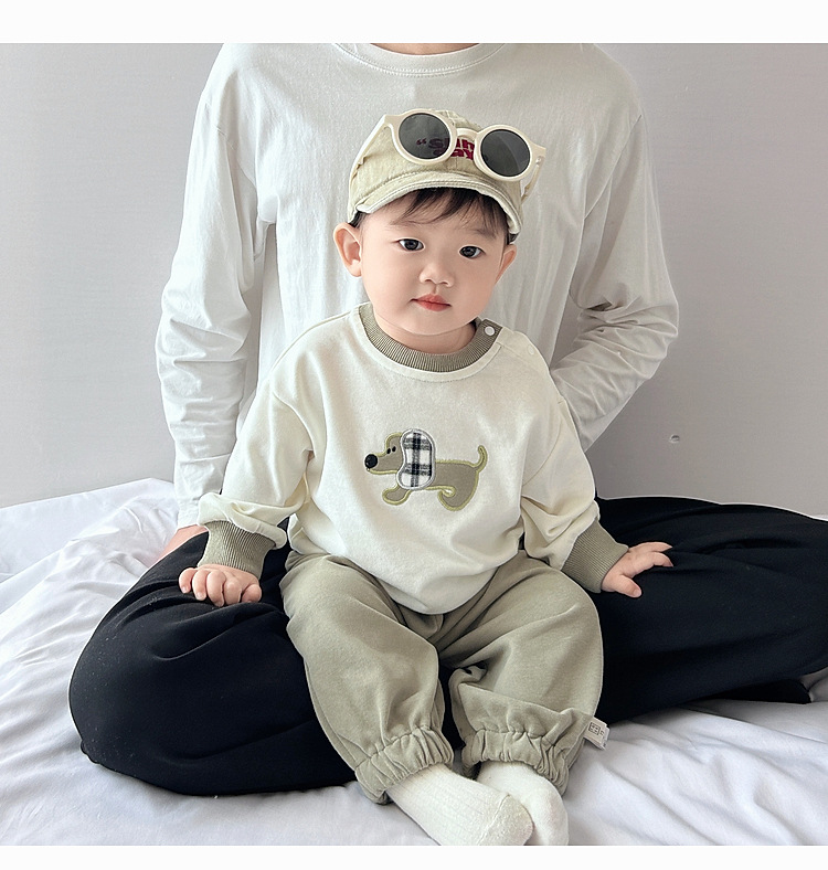 婴幼儿网红春秋套装男童小狗卫衣卫裤秋季两件套小童帅气韩版童装详情23