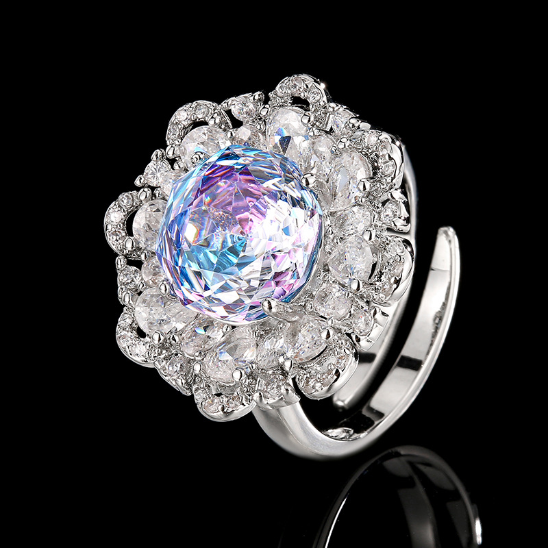 2025新款庄生生珠宝铜底镀金仿真千禧渐变色花朵套装主石12-10mm详情4