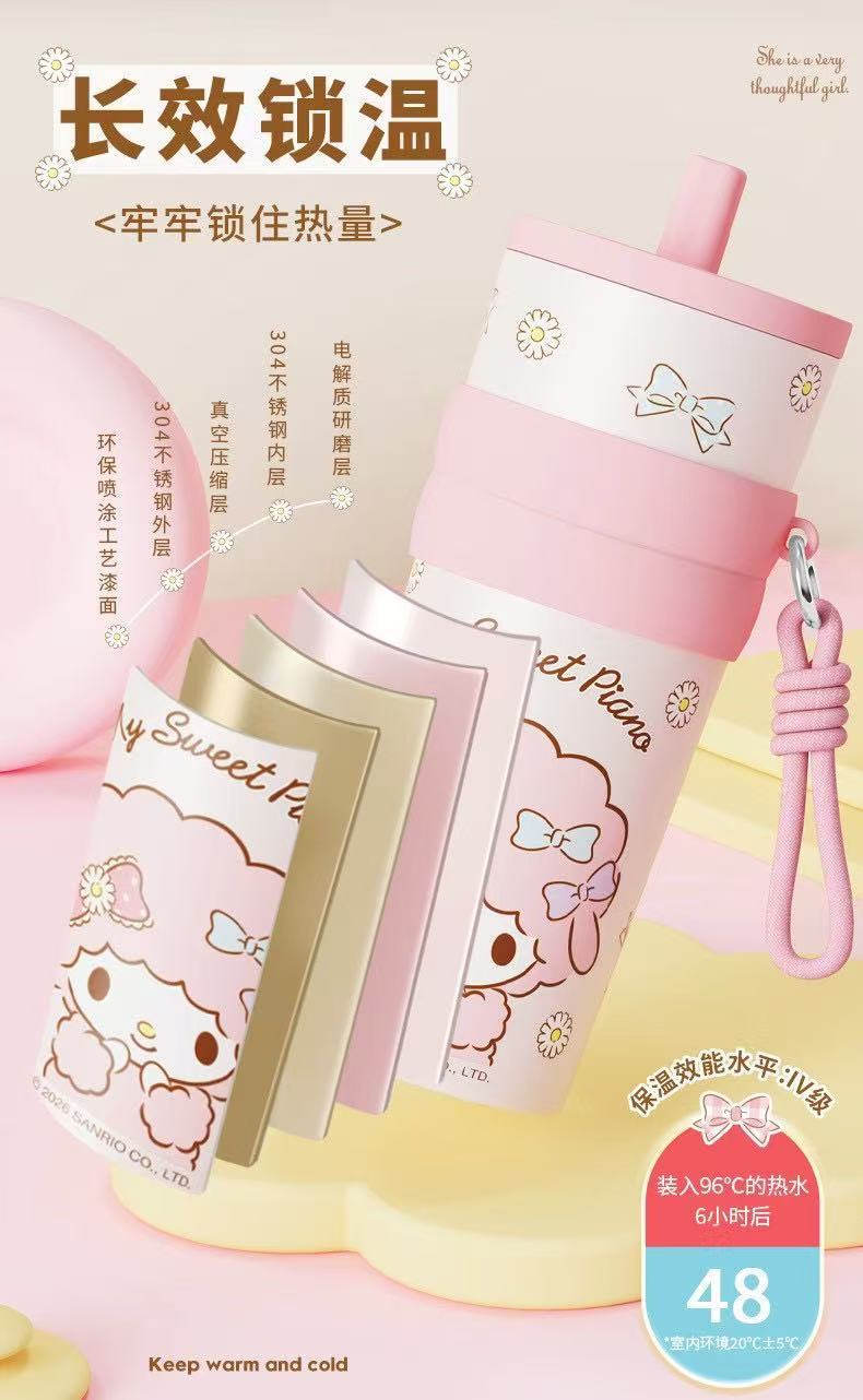 Китти термос hellokitty, девушка с высоким уровнем внешности, милая трубочка, портативная портативная ледяная жидкость pic 4