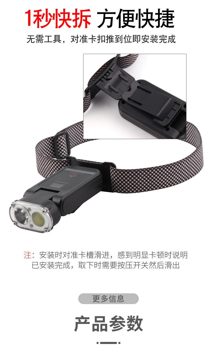 2025跨境新款多功能感应头灯LED红白光夜钓骑行灯夹帽灯钓鱼专用详情21