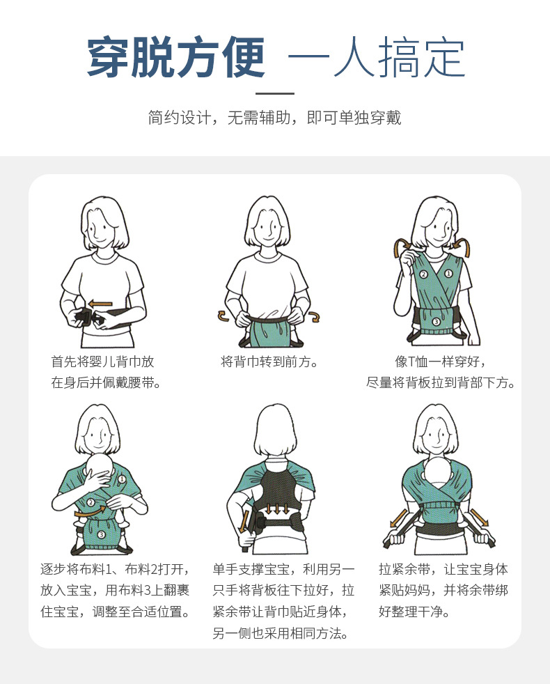 Factory direct sales: A lightweight baby carrier for newborns. Free your hands when holding the baby. A perfect bag for lulling and breastfeeding when going out pic 13