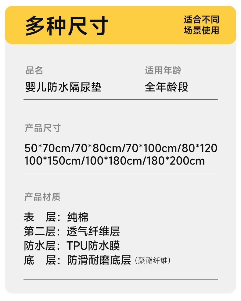 隔尿垫婴儿防水可洗透气表纯棉大尺寸宝宝专用幼儿园小床垫护理垫详情11