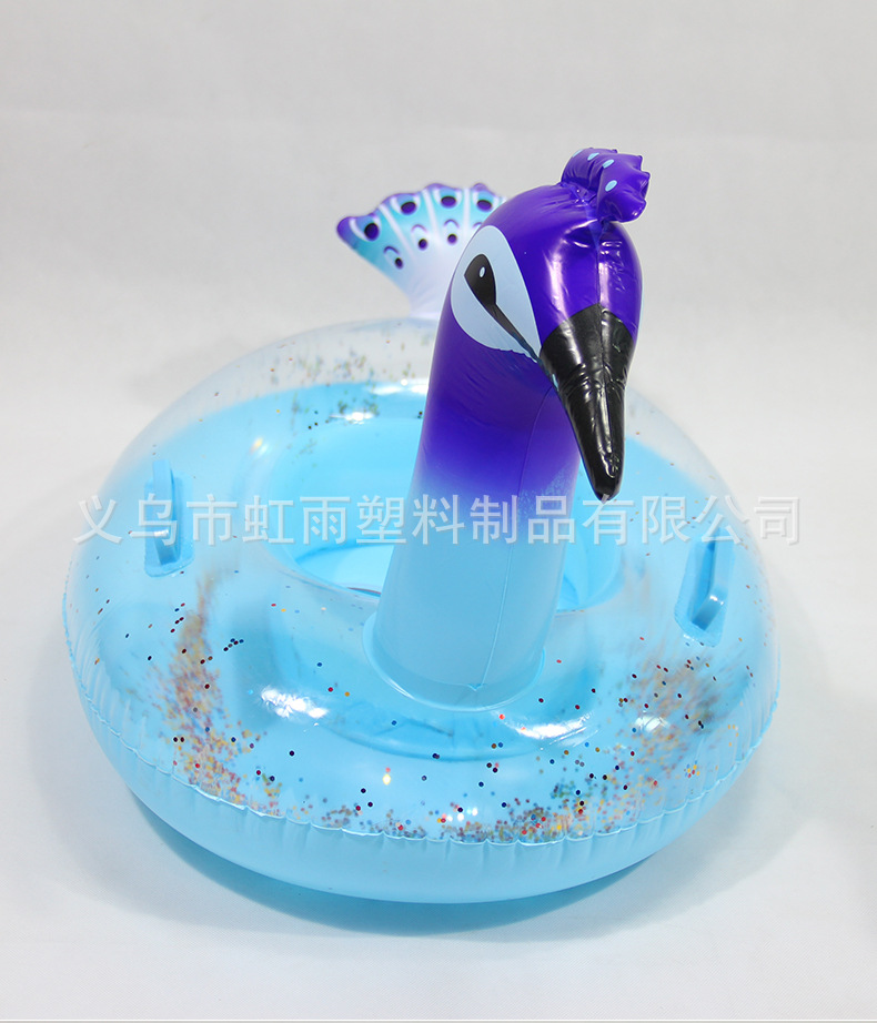 亮片孔雀艇水上充气儿童玩具座圈带翅膀防侧翻游泳圈婴儿坐圈批发详情8