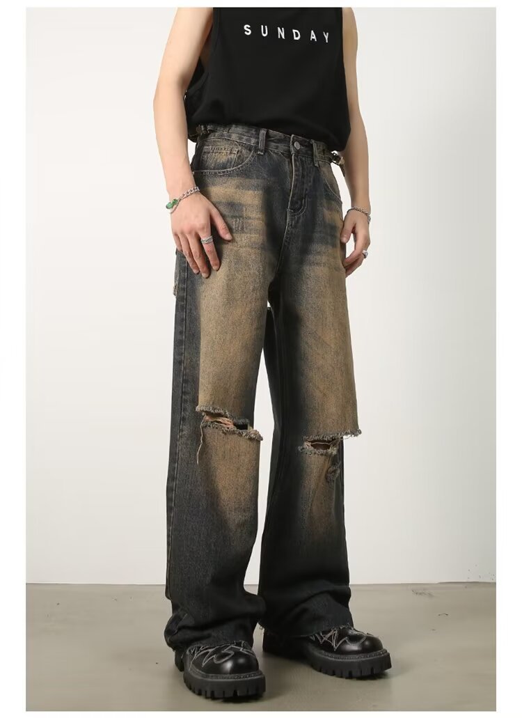 亚马逊LAZADA速卖通货源春秋水洗潮牌直筒休闲裤子男式宽松美式阔详情6