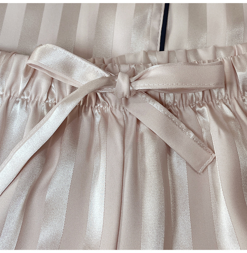 The new Spring/Summer 2024 shiny striped home wear, ice silk pajamas for women and ж a м a set are in stock pic 5