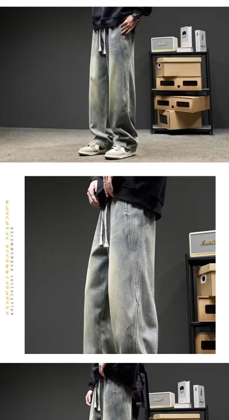 High street fashion brand straight-leg pants for spring and autumn, American vibe pants, loose casual long pants, three-bar jeans for boys pic 9