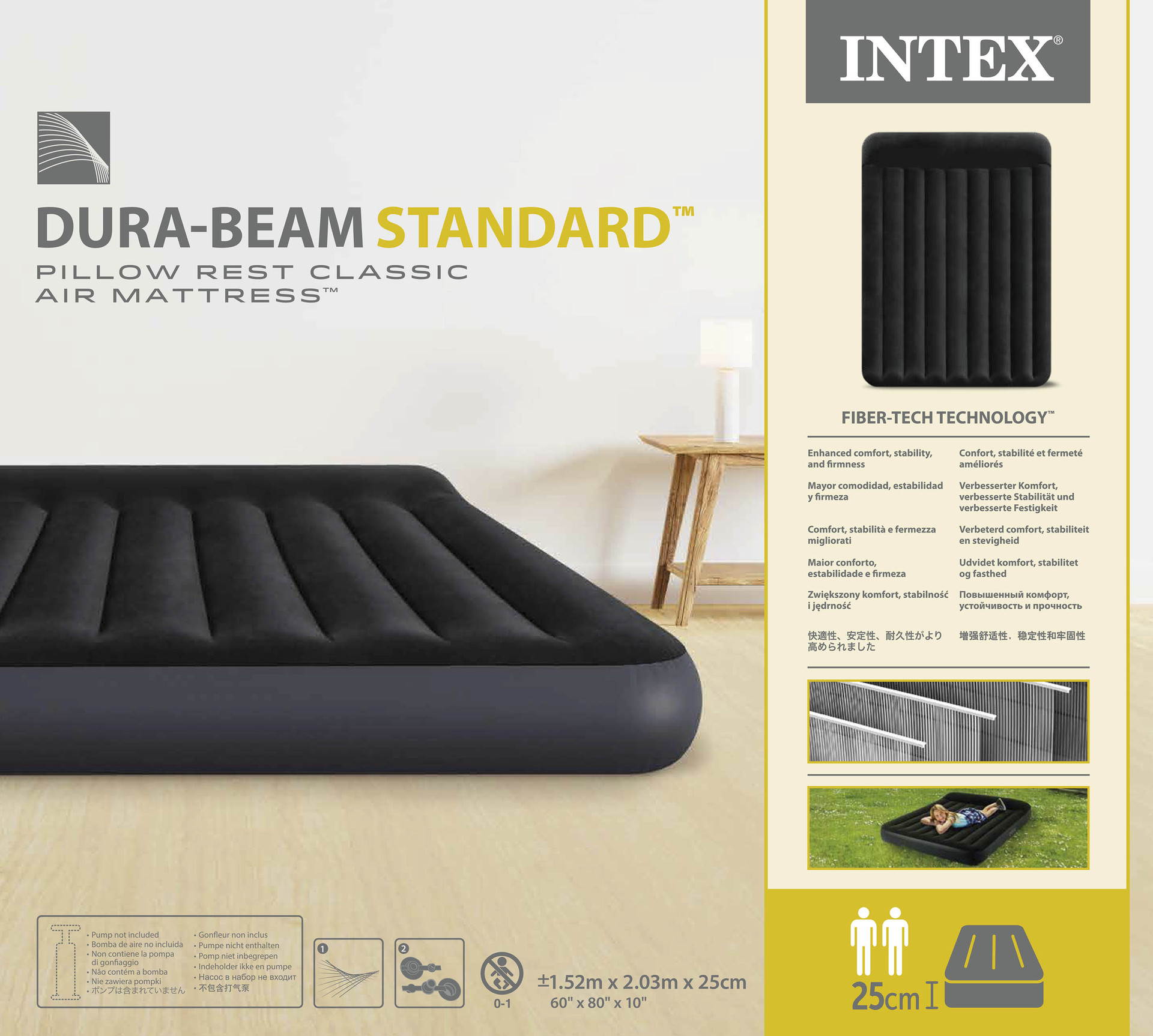 INTEX black and white built-in pillow single-layer single-person line pull-out air bed, portable for home and outdoor use, easy folding for midday rest, plush inflatable bed, comfortable for outdoor camping, thickened, durable and high-end pic 8