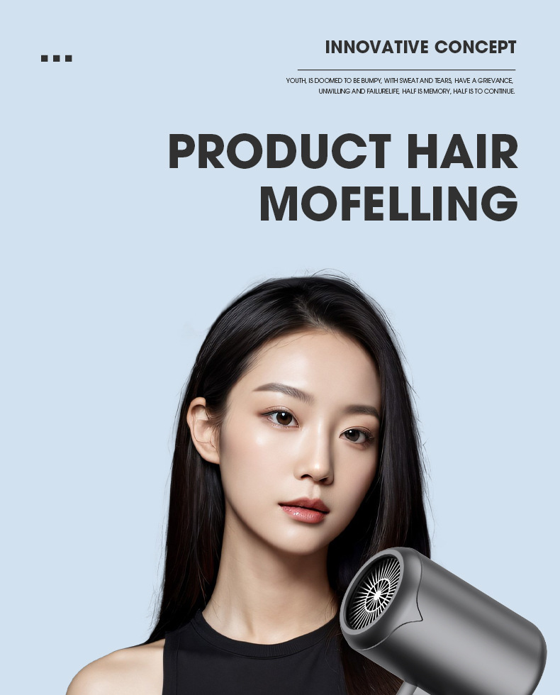 New folding household quick-drying electric hair dryer, portable hotel blue light T-shaped student dormitory hammer hair dryer pic 3