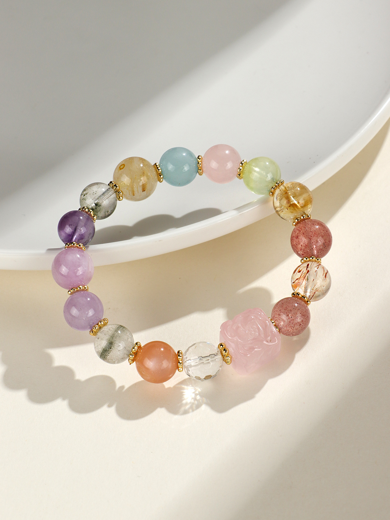 九尾狐方糖多宝紫水晶串珠手链女时尚高级感海蓝宝手串首饰批发详情33