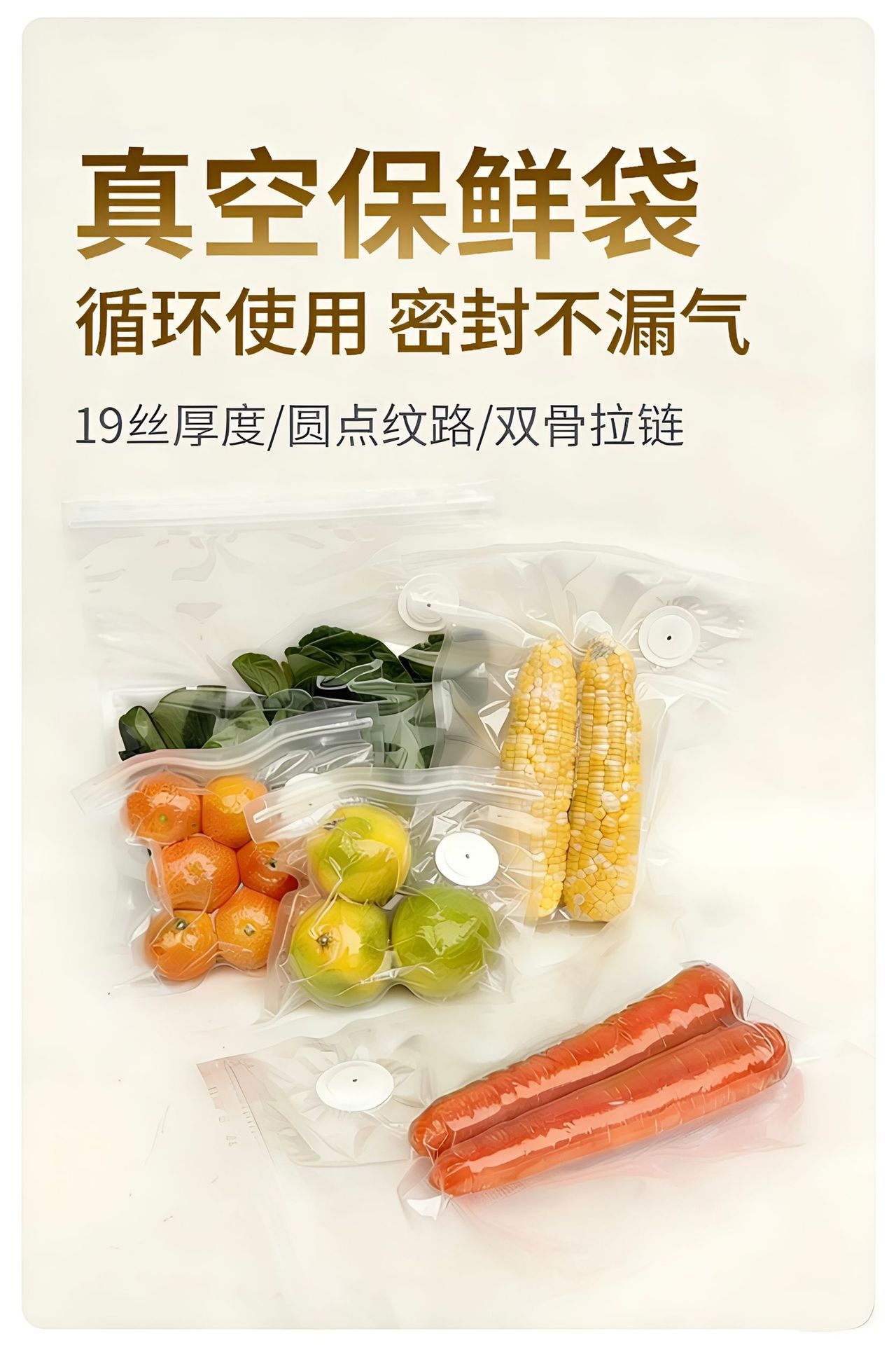 食品真空保鲜袋加厚纹路抽气袋拉链式熟食蔬菜冰箱专用冷冻压缩袋详情3