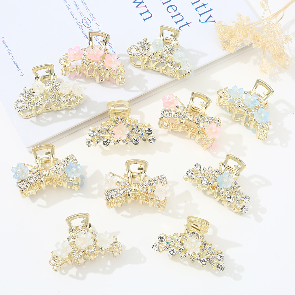 发夹夏季花朵抓夹女 可爱甜美合金半扎发小夹子小女孩鲨鱼夹批发详情4